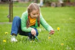 girl hand weeding