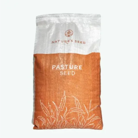 Nature's Seed Pasture Seed bag against a plain white background, ideal for livestock grazing and forage.