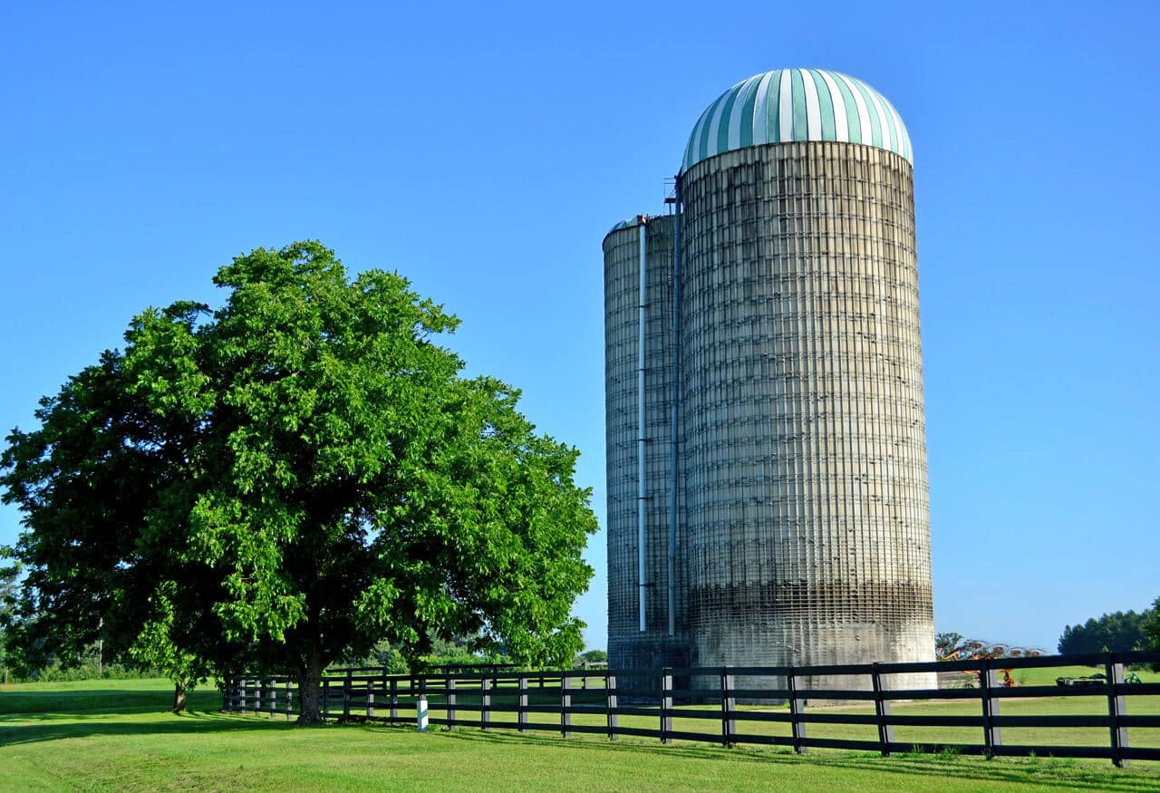 a silos in a field