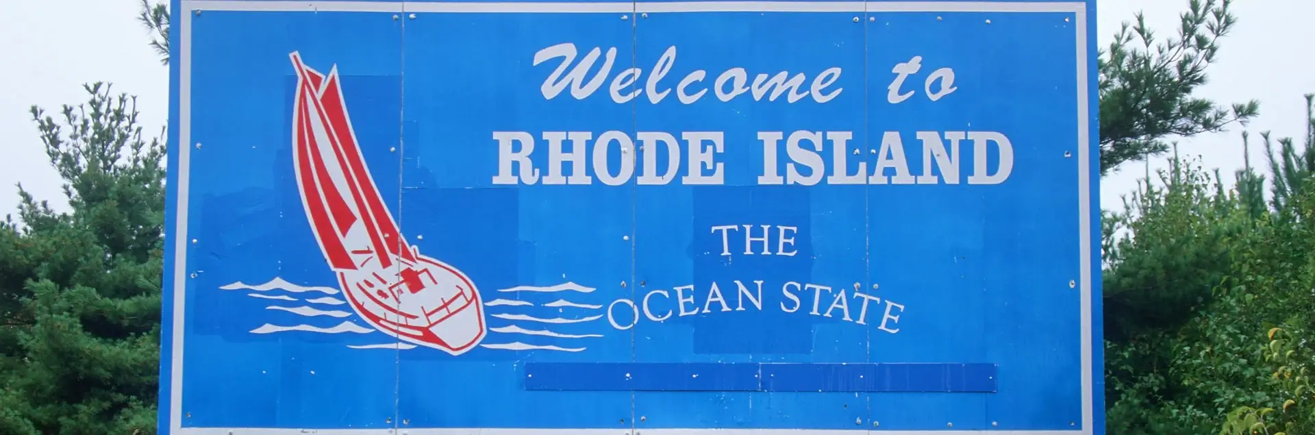 a blue sign with white text