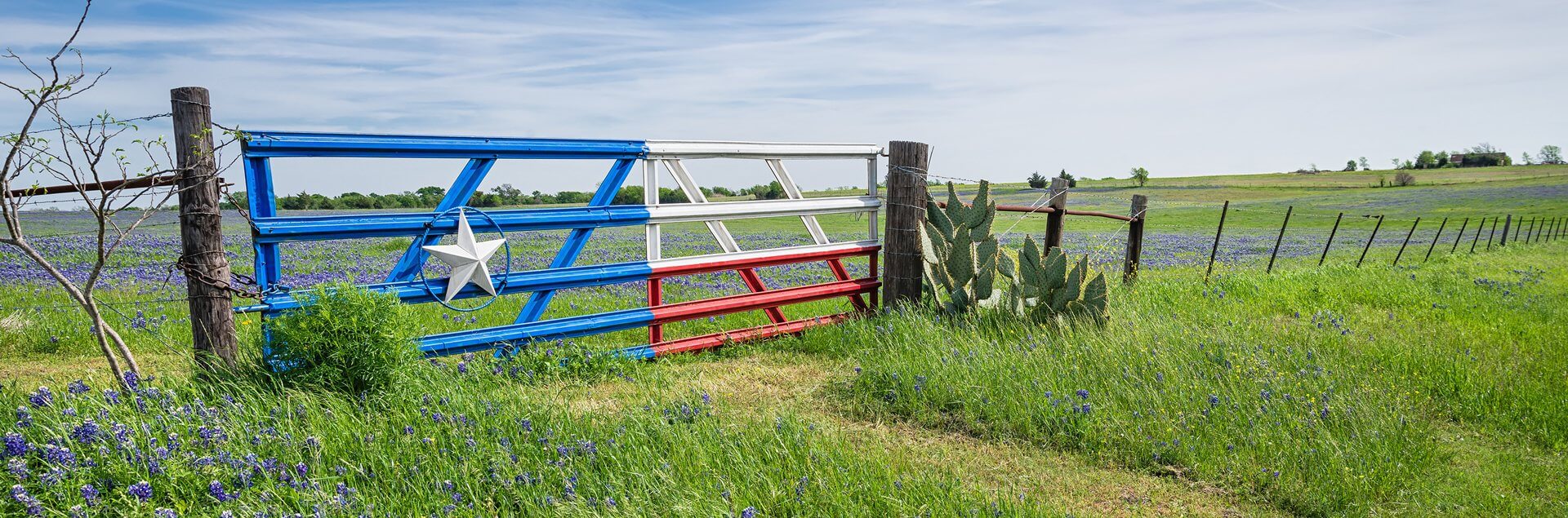a red white and blue fence