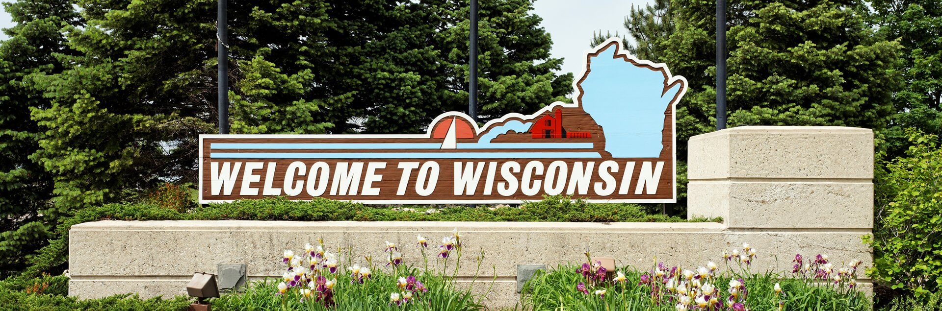a sign with a picture of a state